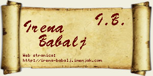 Irena Babalj vizit kartica